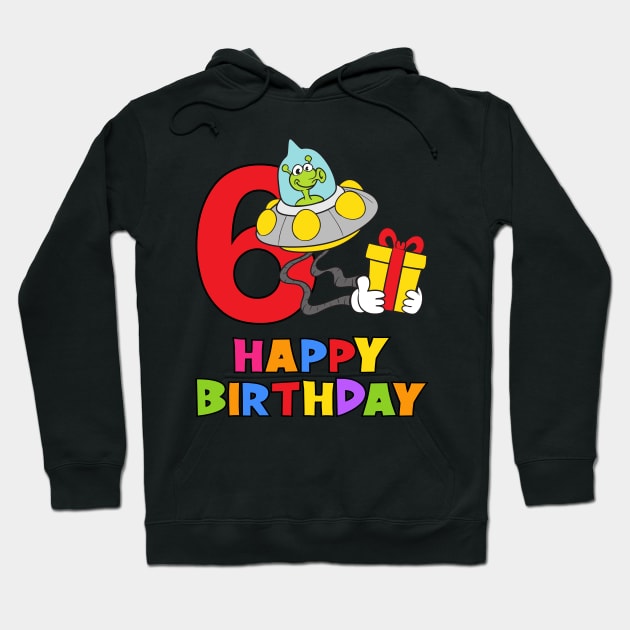 6th Birthday Party 6 Year Old Six Years Hoodie by KidsBirthdayPartyShirts